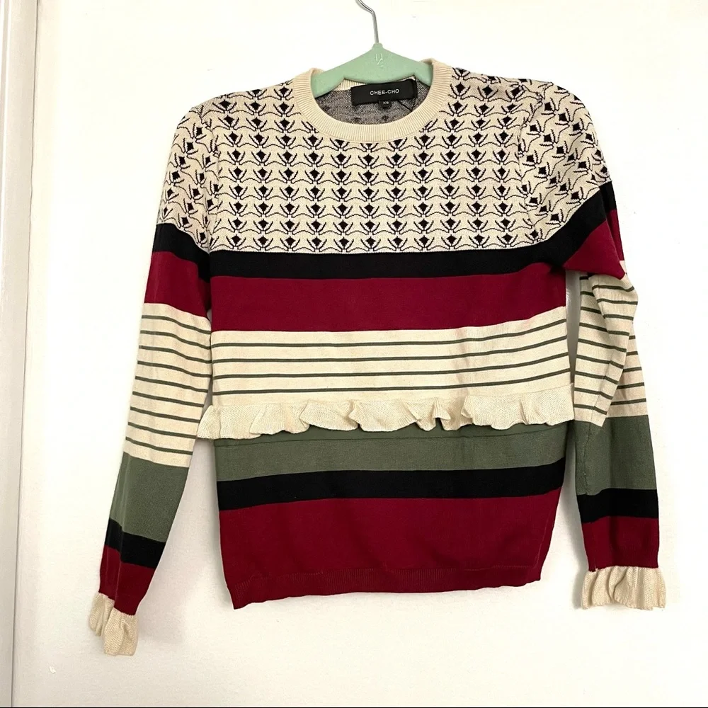 Chee Cho Striped Ruffle Sweater - Picture 1 of 4